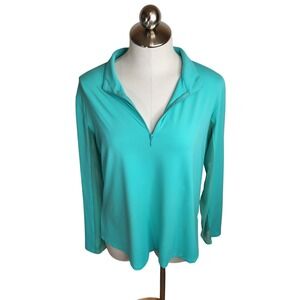 IBKUL Womens Long Sleeve Shirt 1/4 Zip XL Golf Pickleball Jade Vented Mesh UPF50